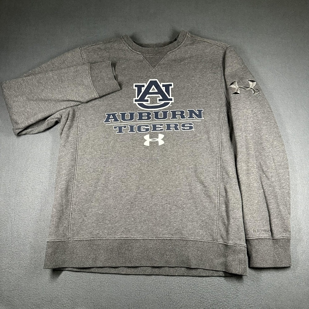 Auburn Tigers Sweatshirt Crew Neck Mens Large Gray NCAA Football Under Armour